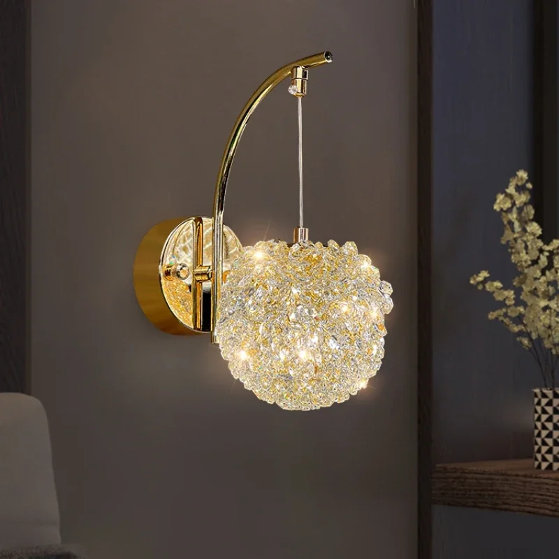 

Beautiful Crystal Wall Lamp Gold Metal G9 Bulb Dining Room Bedroom Foyer Stairs Aisle Lighting Wire Adjustable Dropshipping