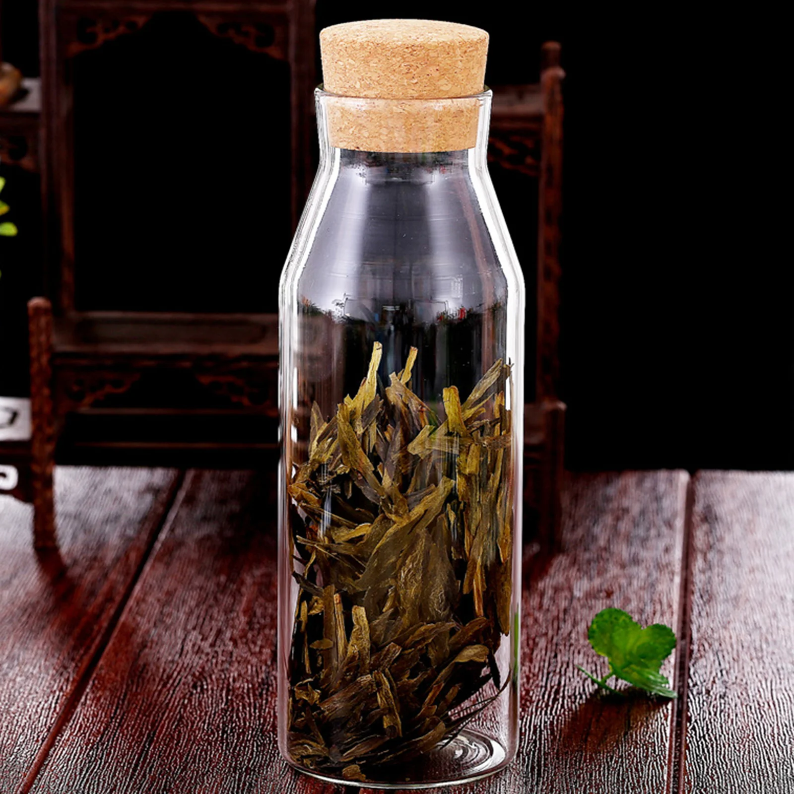 

Food Glass Jar with Flat Bottom Stable Structure Reusable Sealed Container for Nuts Grains Tea Coffee Kitchen Pantry