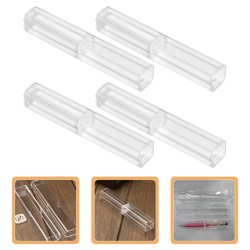 

Набор из 4-х изысканных прозрачных футляров для ручек: идеально для деловых мероприятий, юбилеев, выставок, праздников и хранения шариковых ручек