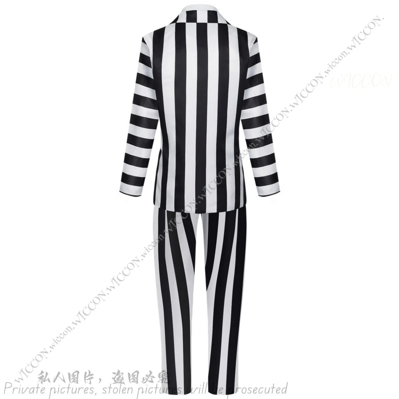 Halloween Underworld Adult Black and White Pattern Role Playing Costume Cosplay Master Stripe Set Horror Woman Man Halloween Set