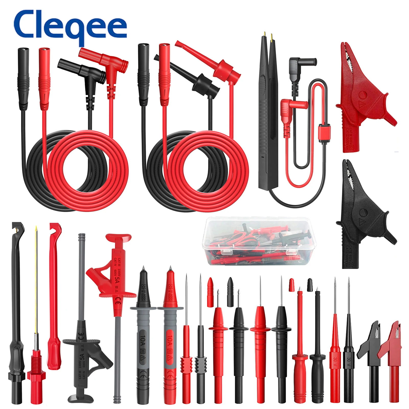 Multímetro Teste Leva Kit Sondas Elétricas Digitais Grupo Jacaré Clipe Teste Gancho Fio Flexível 23 Pcs Cleqee-p1925