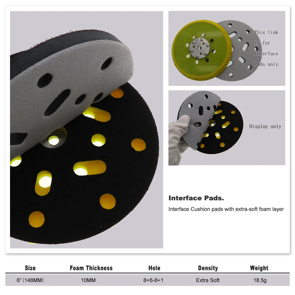 2 шт. подушка для полировки, 6 дюймов, 150 мм, мягкая амортизирующая губка, интерфейс, подушка для шлифовки, абразивные инструменты для автомобилей
