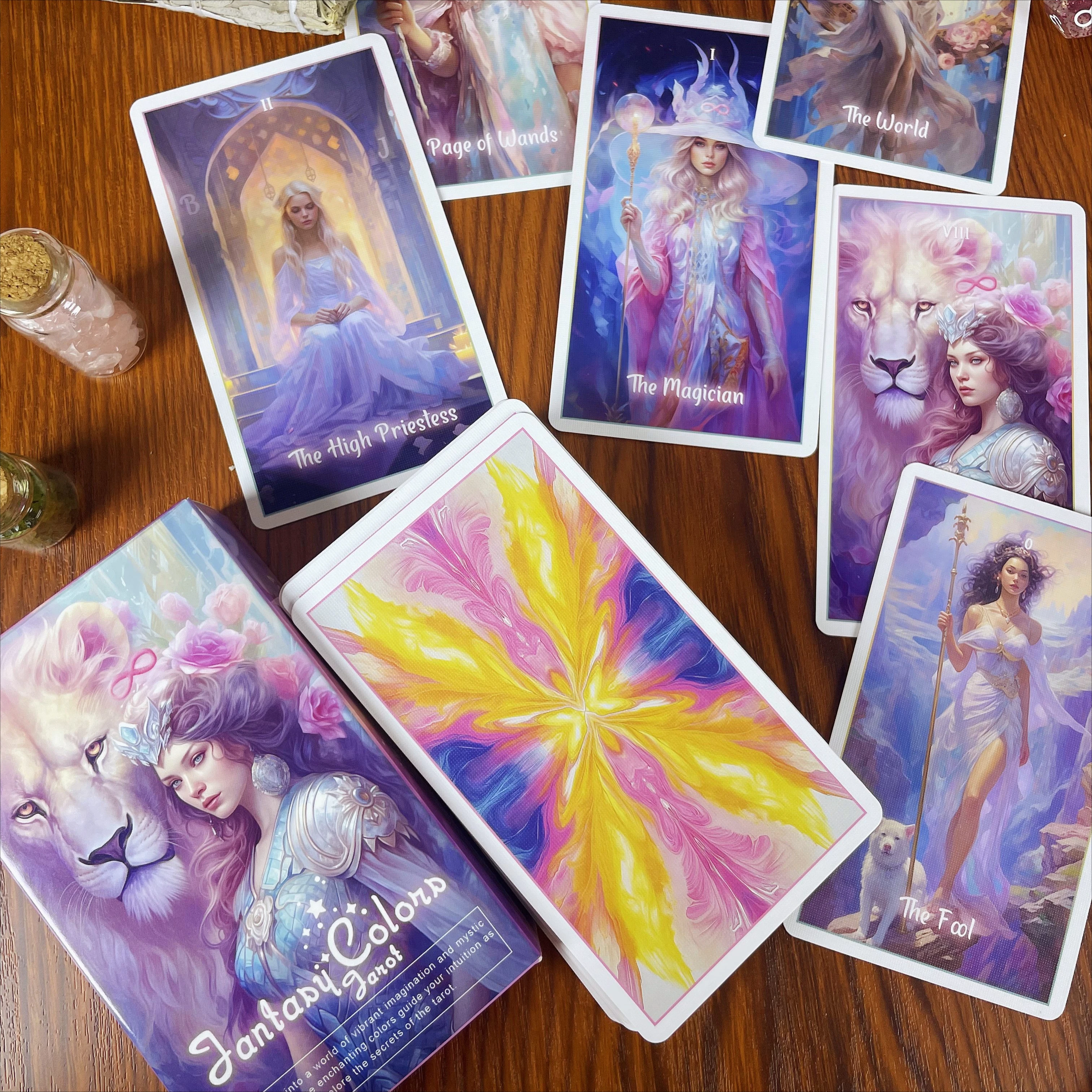 

2025 New Tarot decks Set 12x7CM Full Deck Fantasy Colors tarot Cards Board Game Divination Tools Easy Learning Spiritual Supply