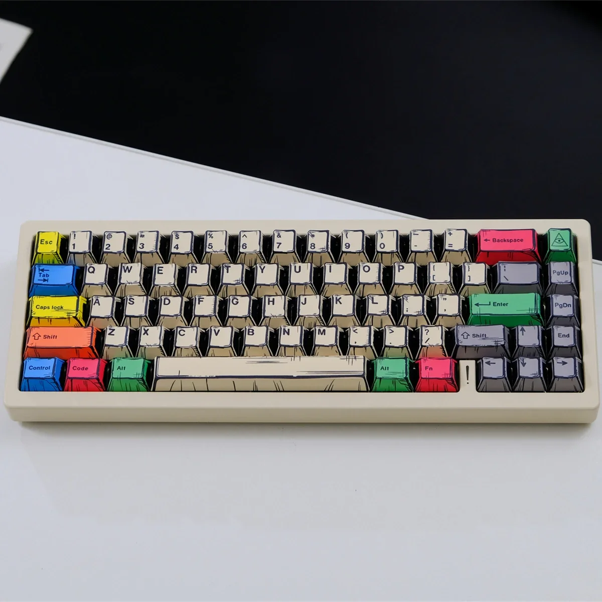 

Canvas comics deep keycaps PBT original highly sublimated mechanical keyboard cap wooting drunk deer, rain 75