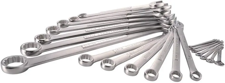 

20-Piece SAE Combination Wrench Set with Chrome Finish, Quick Engagement, and Clear Markings for Easy Use