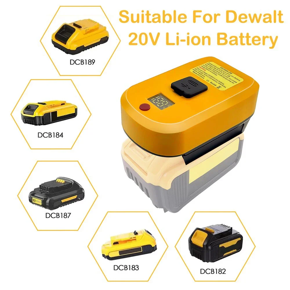 For Makita/Dewalt/Milwaukee/Bosch 18V Li-ion Battery Battery Adapter Charger With USB Type-C Input Output Charger Display Screen