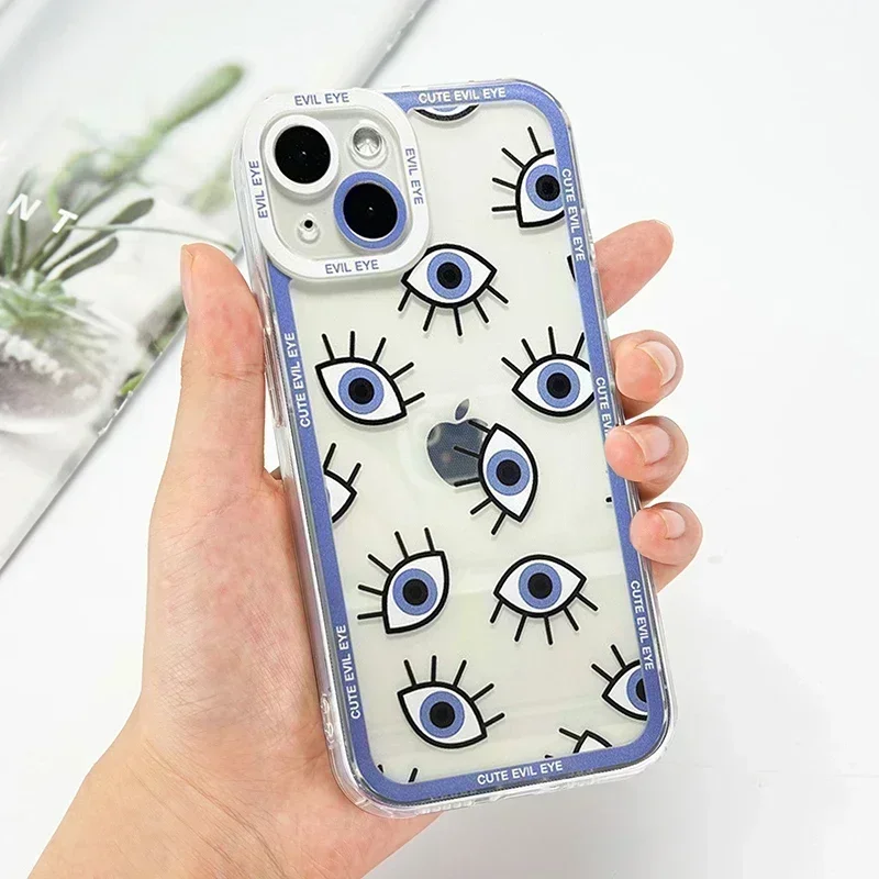 Lucky Eye Blue Evil Eye Print Phone Case For Samsung Galaxy S24 S23 Plus S22 Ultra S21 FE A32 A52 A13 A33 A53 A14 A34 A54 Cover