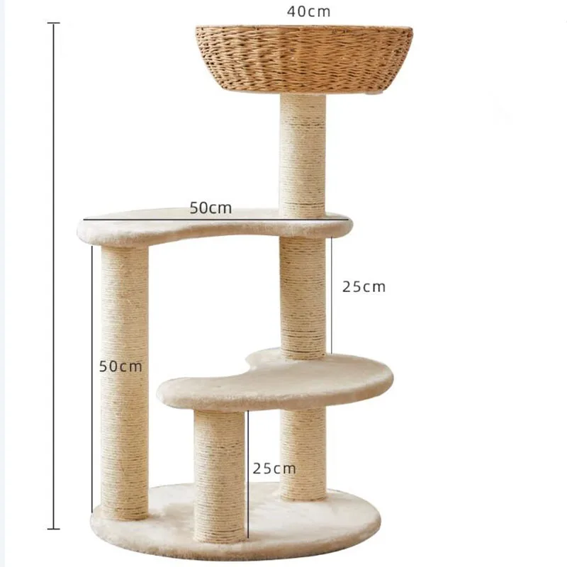 

Double-layer ladder rattan cat climbing frame bed cat tree integrated vertical large hemp rattan solid wood cat climbing frame