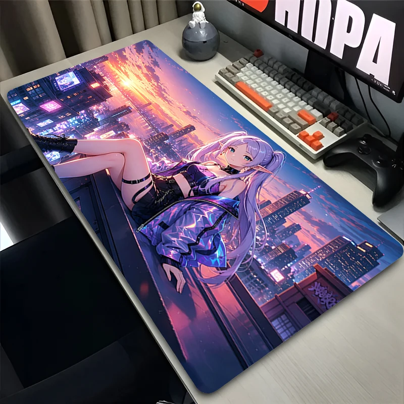 Colorful Anime Mouse Pad Notbook Extended Desk Mat Gamer Keyboard Pad Rubber Gaming Accessories Frieren At The Funeral Mousepad
