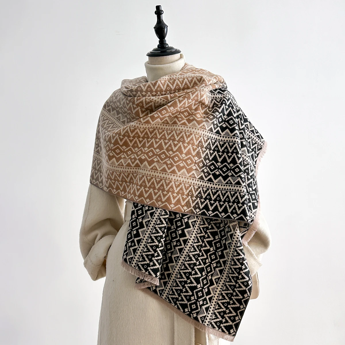 女性の高級ブランドパシュミナショールラップスカーフ冬暖かい模 - Cashmere Pashmina Wrap のレビューと価格