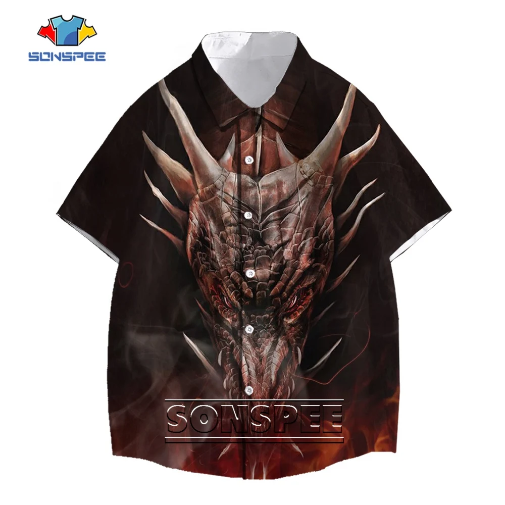 

SONSPEE Latest Dragon Animal Graphics 3D Print T-Shirt Men Women's Mutant Skull Monster DragonOversize Trend Short Sleeve Blouse