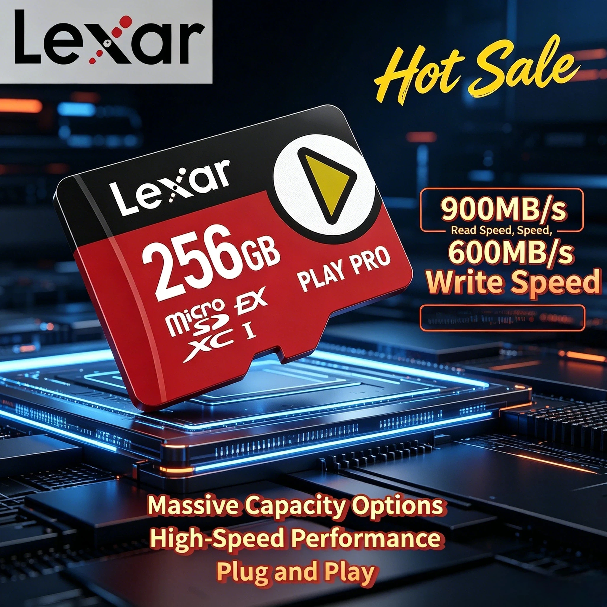 Карта памяти Lexar PLAY PRO Micro SD 256 ГБ 512 ГБ 1 ТБ, до 900 МБ/с, V30 U3 C10, Express Memory Card для Switch, планше