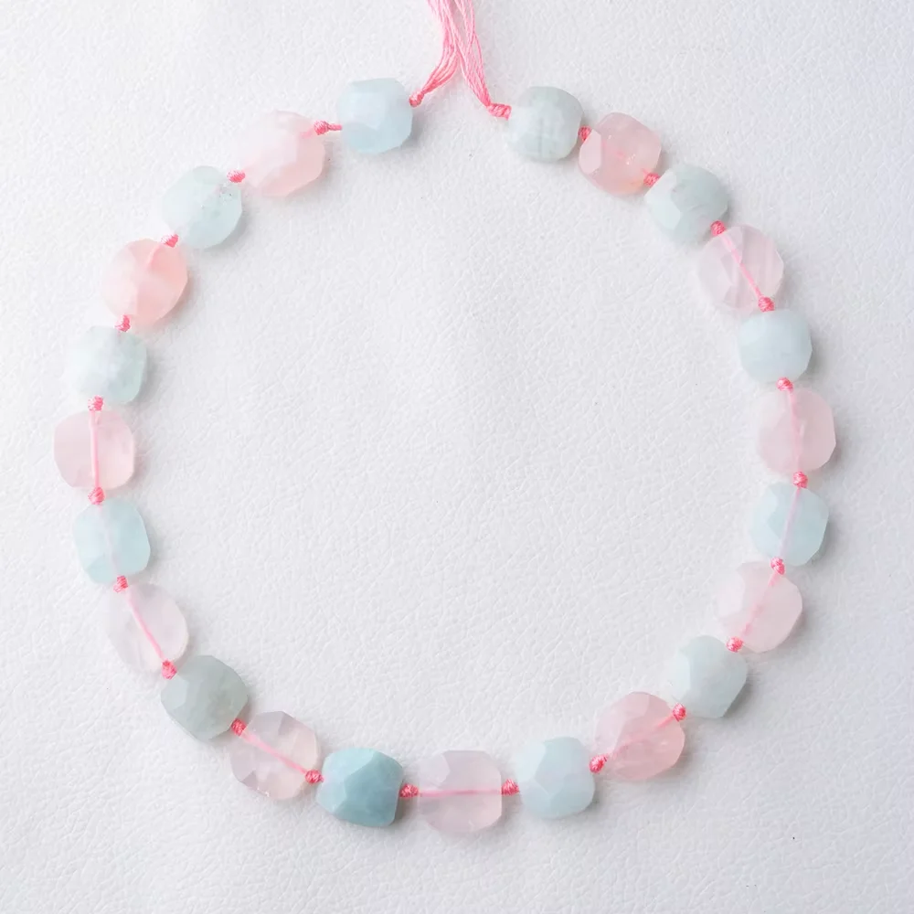 Pink Blue Aquamarine Beryl Morganite Hand Cut Faceted Nugget Free Form Loose Beads