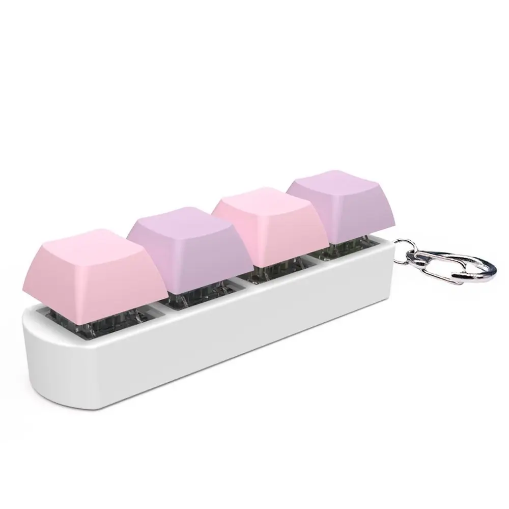 4-button Keyboard Keychain Calming Sensory Keyboard Caps Toy Relaxing Shaft Tester Mechanical Keyboard Key Ring Adults Children