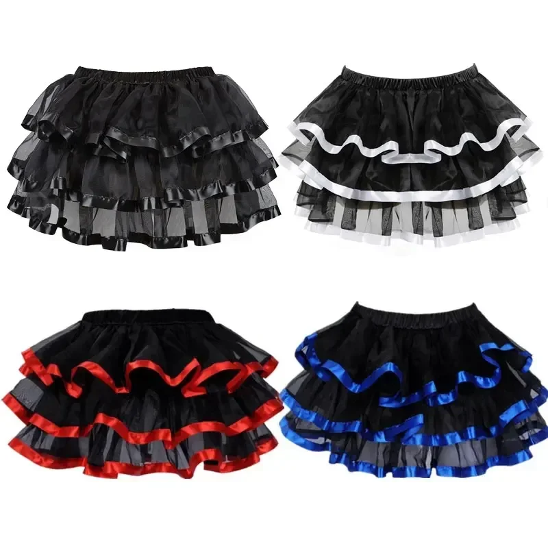 Sexy Micro Mini Tutu Skirt Elastic Petticoat Women Tulle Skirts Petticoat Burlesque Mesh  Ladies Performance Pleated Skirt