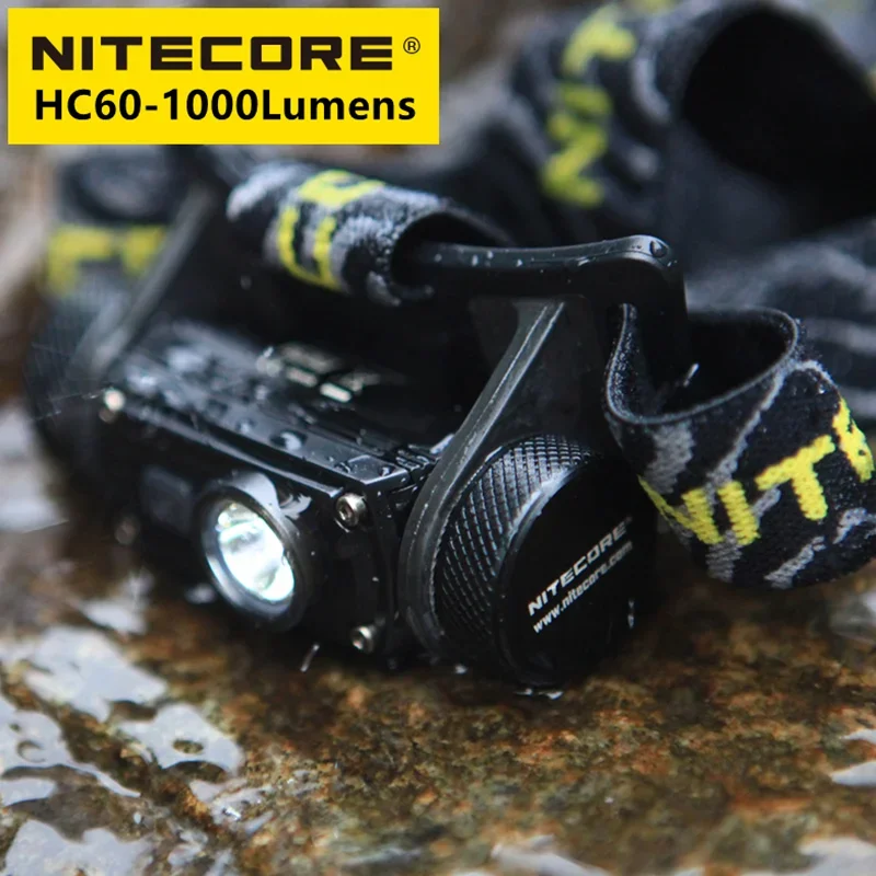 NITECORE HC60 V2 Headlamp Rechargeable 1800 Lumens 3 Lights Source Headlight Standard 3400 mAh Battery For Oudoor Lighting