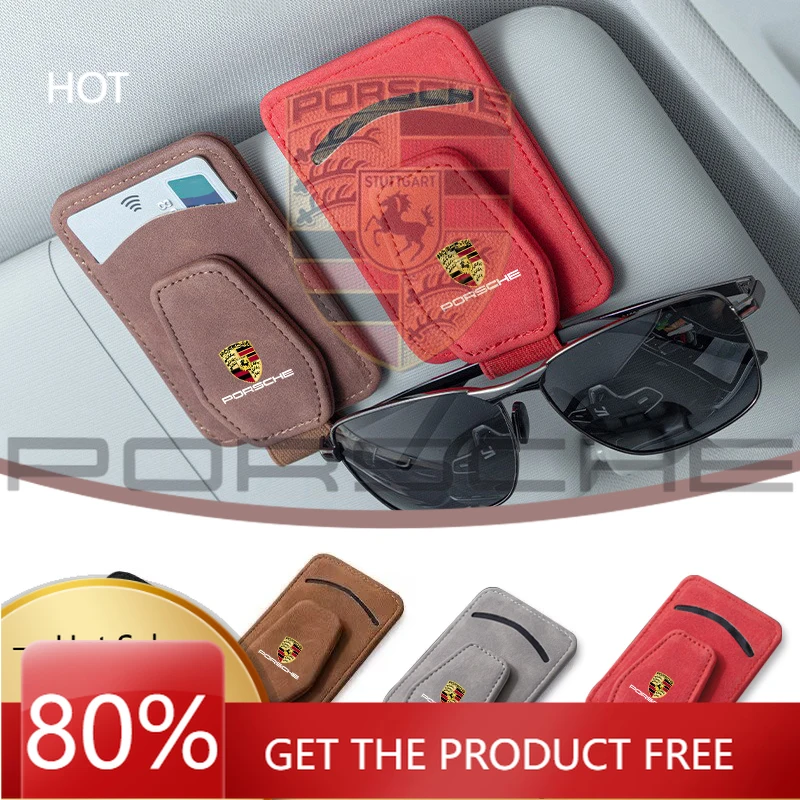 

Porsche Car Sticker 1PC Suede Car Sun Visor Glasses Box Sunglasses Card Clip Holder For Porsche Cayenne Panamera Macan 911 718 T