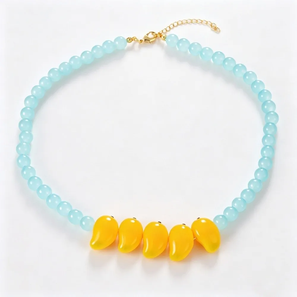 Funny Exaggerated 3D Fruit Beaded Necklace Adjustable Pear Resin Blueberry Bracelet Stackable Colorful Dopamine Jewelry Vacation