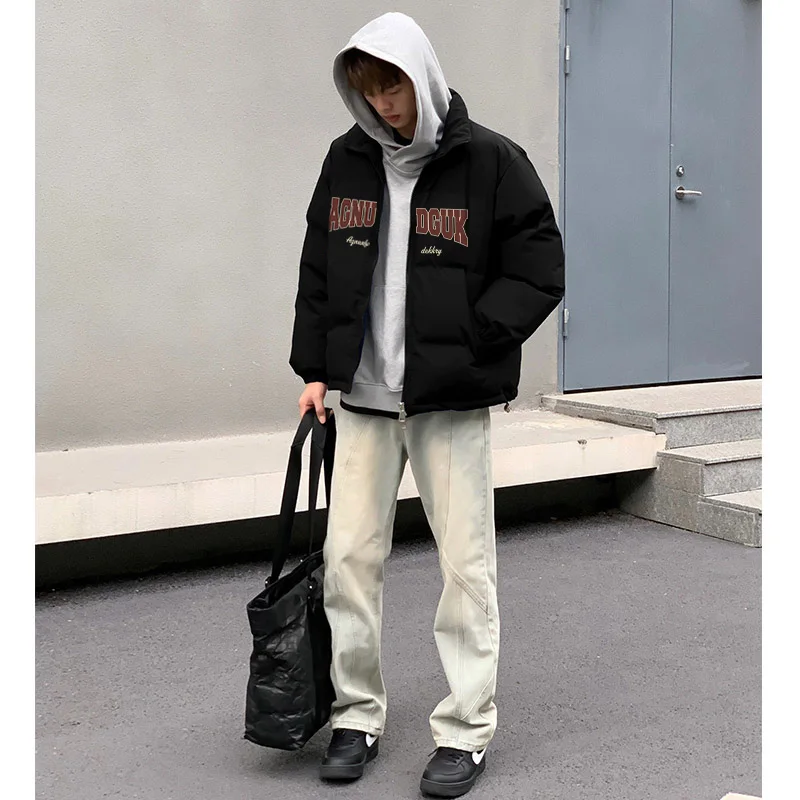 

American Vintage Oversize Men's Zipper Cotton Jaet Winter Warm Outerwear Versatile Youth Trendy Casual Loose Fit Coat