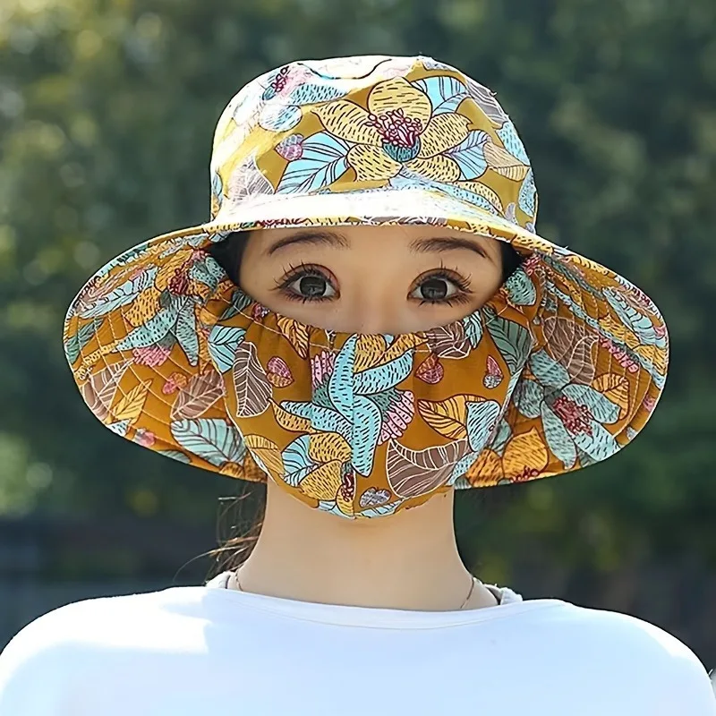 Outdoor-Sonnenhut – atmungsaktive, winddichte Gesichtsmaske, integriert mit Sommer-Gesichtsmaskenkappe, geeignet für Outdoor-Aktivitäten