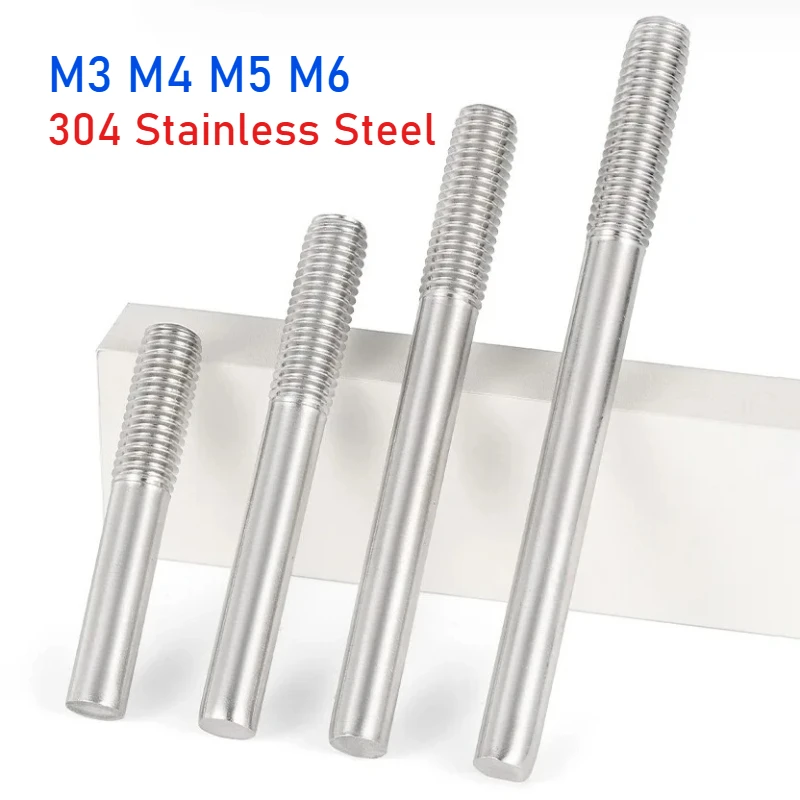 Peijian SUS304 Stainless Steel Single End Thread Rod M3 M4 M5 M6 less Bolts Screw Tooth Stick Single Threaded Bar
