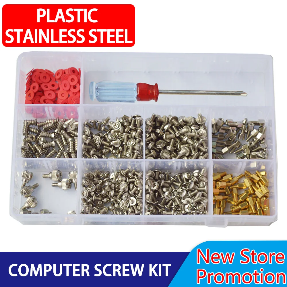 DIY Motherboard Mount Computer Screw Bolt PCB Support Standoffs Set Accessories Kit PC Case Fan Screws Hard Drive Red Washers