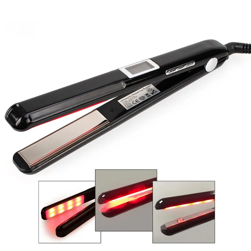 

Professional Salon Infrared Hair care Flat Iron LCD Ultrasonic keratin hair treatment damaged hair Therapy Repair