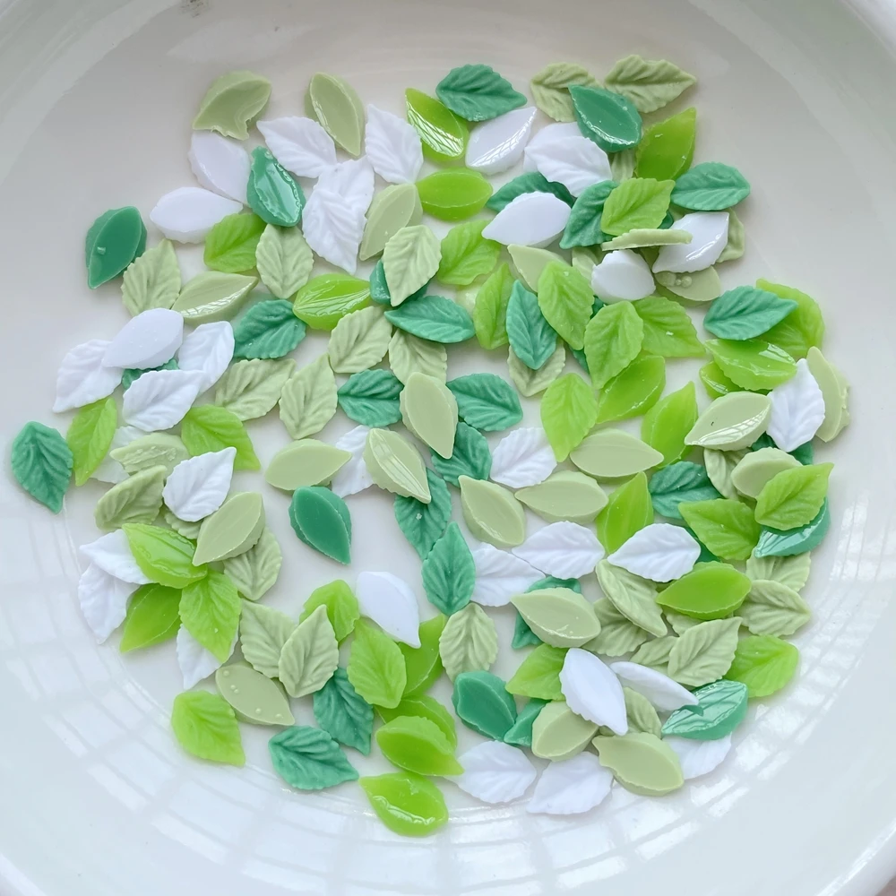 200Pcs New Cute Resin Mini Small Leaves Flatback Jewelry Making Manicure Hairwear Accessories