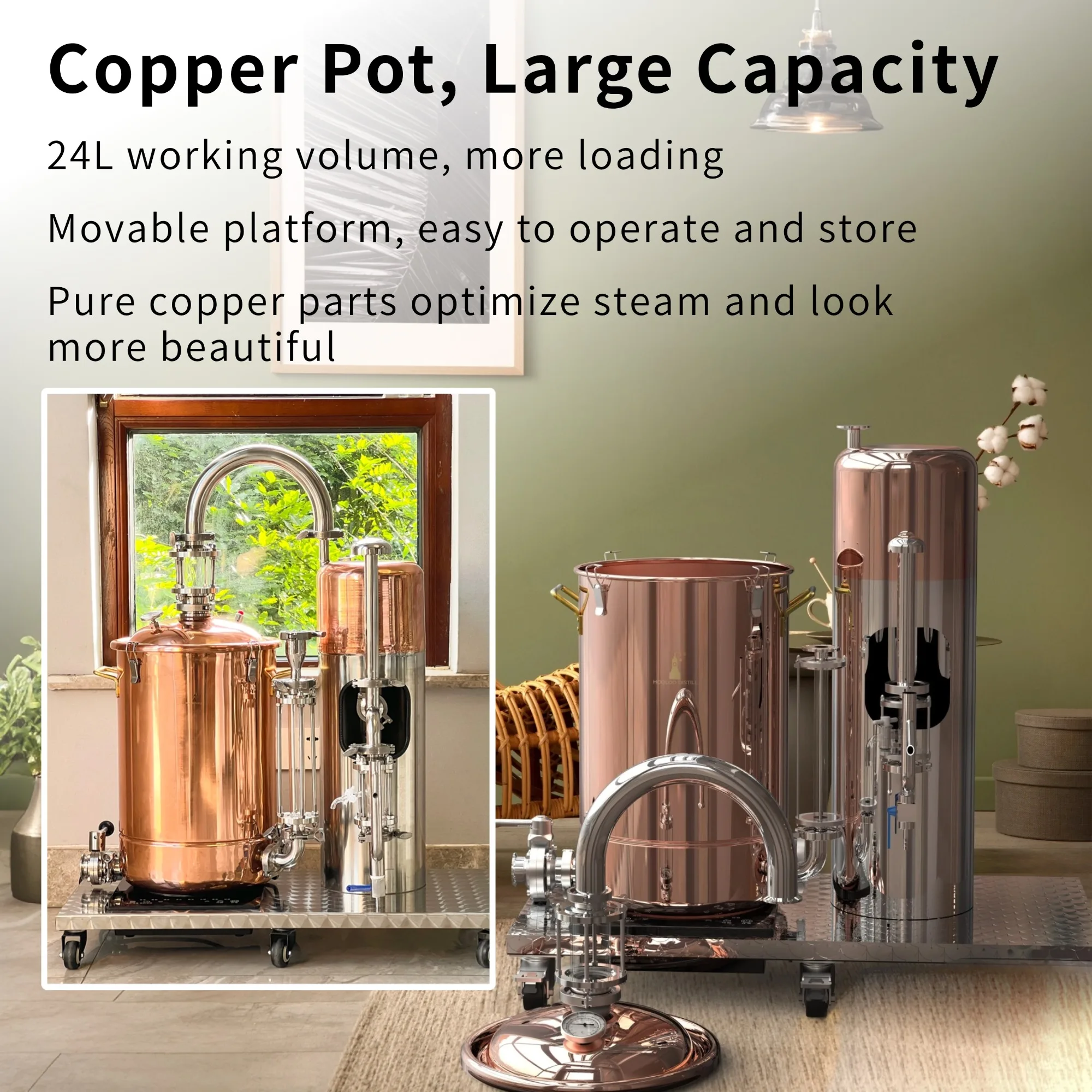 HOOLOO MOVE-30 Home Hydrosol جهاز تقطير الزيوت العطرية استخلاص الزيوت العطرية للنباتات والزهور وتقطير النحاس #4