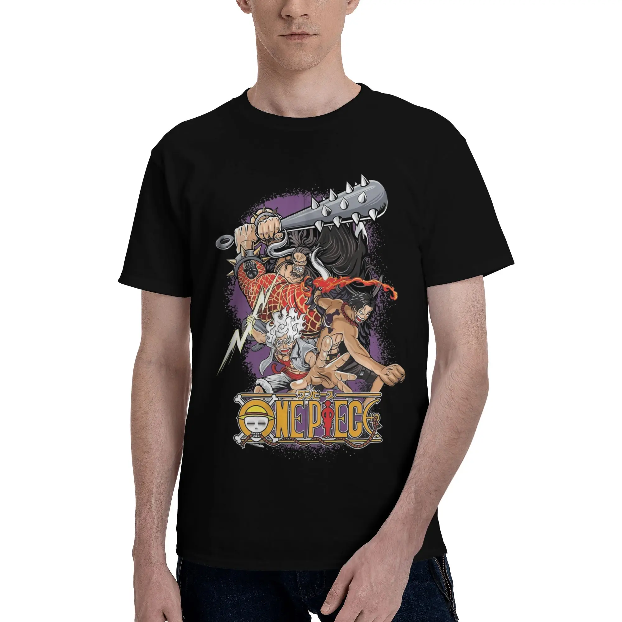 

Bandai One Piece Men T-Shirt Clothes Funny Tees Short Sleeve fugees Pure Cotton