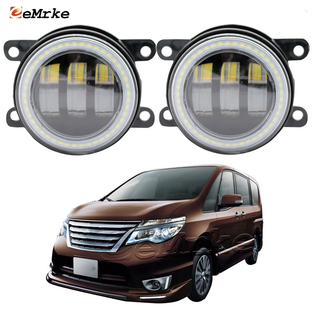 Led Angel Eye DRL Halo Ring for Nissan Serena Highway Star Post-facelift 2014 2015 2016 Fog Lamp Assembly with Lens Car Styling