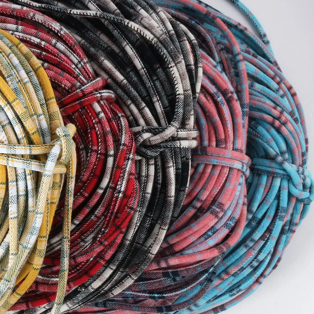 5mm Core Round Braided Rope Leopard Print Color Block Plaid Drawstring for DIY Hat Cord Shoulder Strap