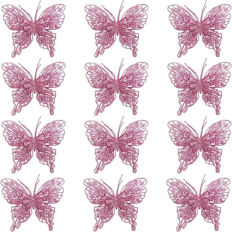 5/10 Stück Schmetterling Weihnachtsdekoration Hängende Weihnachtsbaumschmuck für Heimdekoration 2025, Neujahrsparty-Zubehör, Zubehör