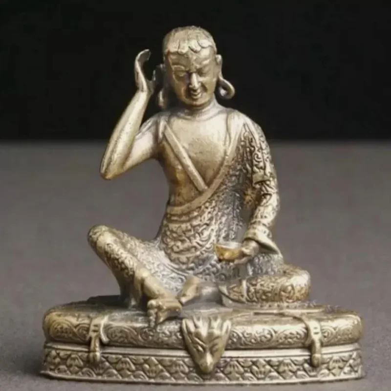 Brass Old Statue Chinese Handmade Milarepa Buddha Statue Delicate Antique