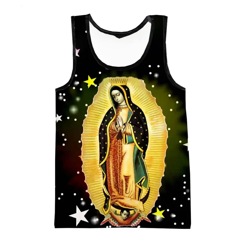 Virgin Mary Christian Graphic Tank Tops 3D Printing Mother Of God Cross Faith Casual Vest Cool And Fun Leisure Streetwear Tops