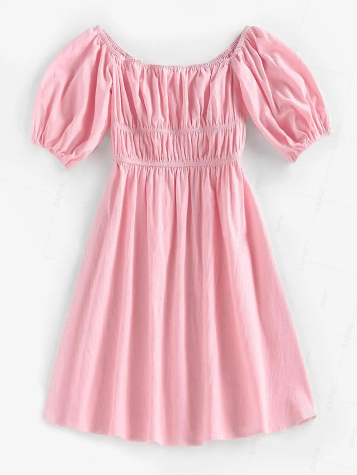 ZAFUL Ruched Puff Sleeve Off Shoulder Dress