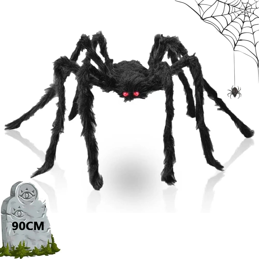 Halloween Hairy Spiders Scary Large Giant Fake Realistic  Decorations for Haunted House Spooky Scene Party Favors Decor