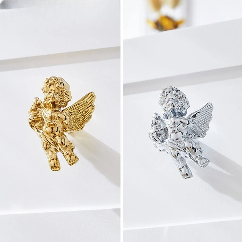 Cabinet Handles Copper Angel Drawer Pulls Light Luxury  Creative Knob Brass Polished Gold Dresser Pull Handle Furniture Hardware
