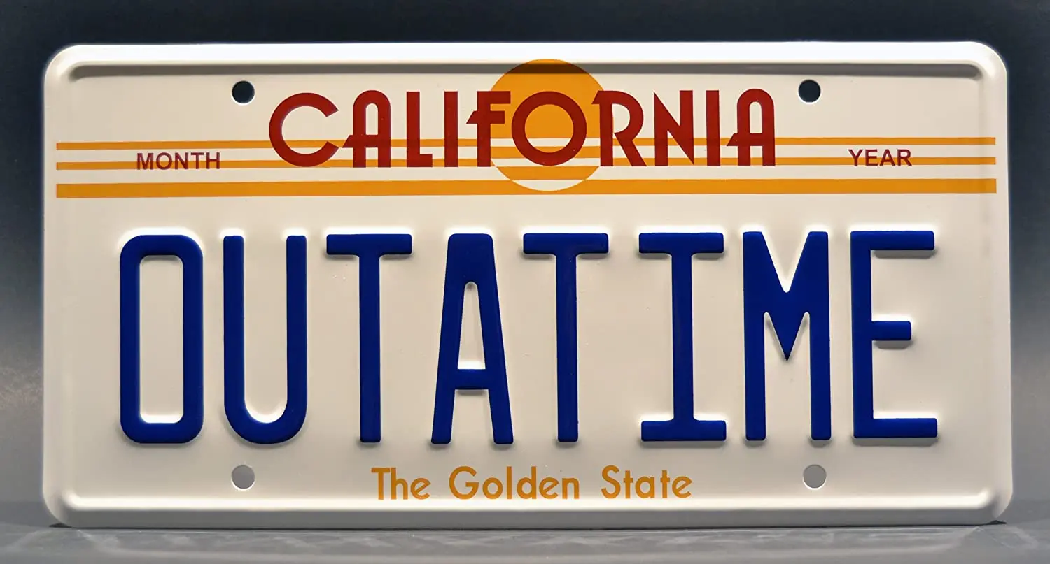 Celebrity Machines Back to The Future | Outatime  | Metal License Plates