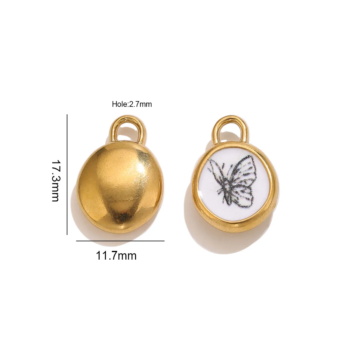 3pcs Insect Enamel Pendant 18k PVD Stainless Steel Butterfly/Teardrop/Round Charms DIY Necklaces Earrings Jewelry Findings Bulk