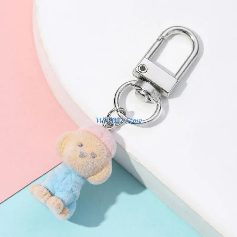 

G5GC Flocking Animal Phone Charm Dog/Cow Keychain Resin Pendant Keyring
