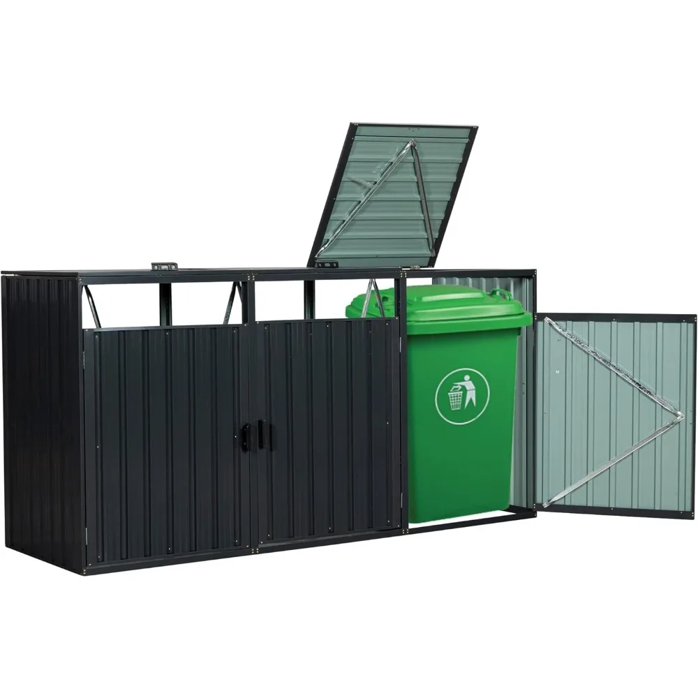 금속 야외 쓰레기통 보관함, 정원 쓰레기통용 아연 도금 강철 보관함
