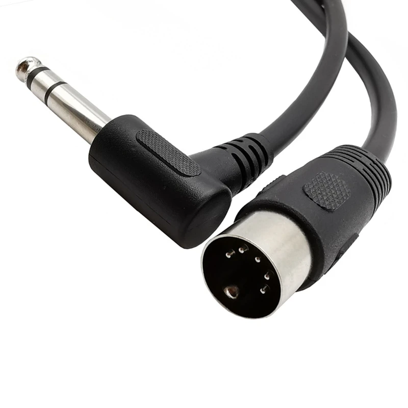 1.5m 90 Degree Right Angle MIDI Din 5-pin male to Monoprice 6.35mm (1/4 inch) Male TRSE Audio Mixer Stereo Audio Cable