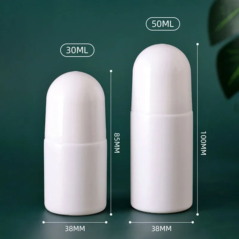 30ml 50ml Plastic White Roller Bottle Empty Refillable Rollerball Bottles For Deodorant Essential Oils Perfume Cosmetics