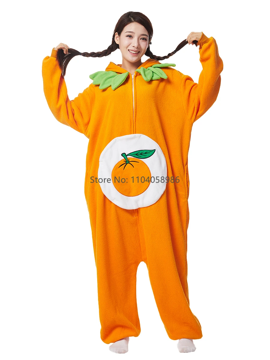 Traje de Cosplay de frutas Kigurumi para adultos e crianças, Onesie para mulheres e homens, pijama para o Halloween, festa Homewear, laranja