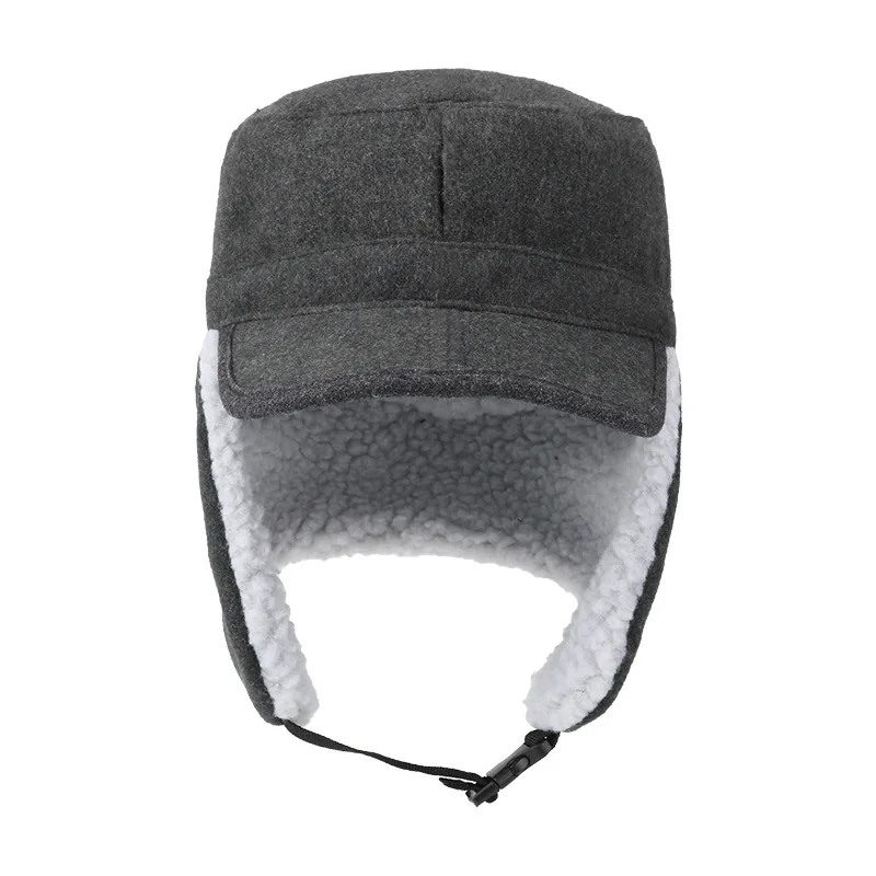 الخريف والشتاء في الهواء الطلق طوي سميكة الدافئة صوف الضأن بطة اللسان قبعة الأذن الصوفية #2