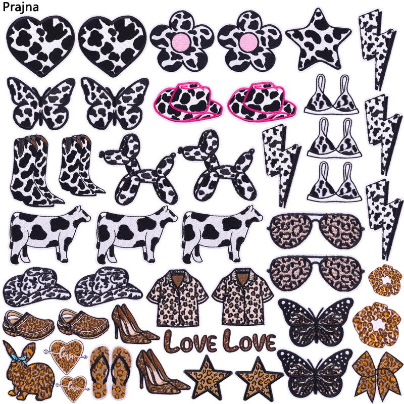 10Pcs Leopard Print Series Embroidery Patch DIY Cute Cartoon Iron On Patches For Clothing Thermoadhesive Patches On Clothes