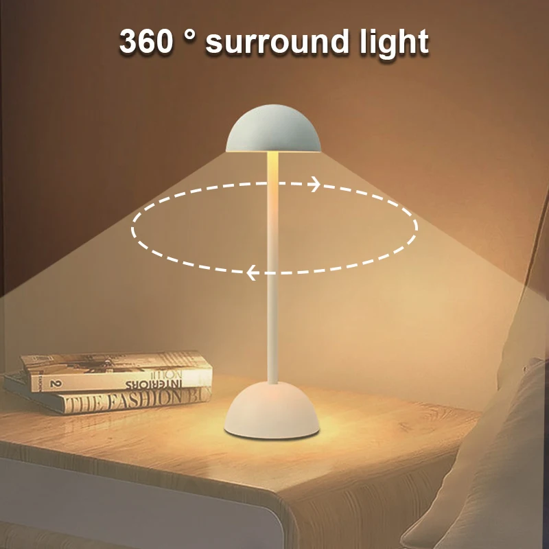 Table Lamp LED Battery Dining Mood Light Portable Rechargeable Night Light Cordless Desk Lamp  Bedside for Bedroom Mushroom Lamp