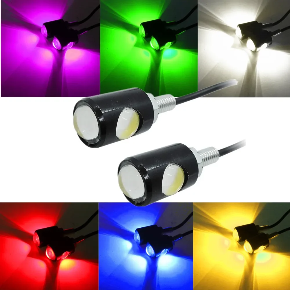 1Pairs Universal Motorcycle Signal Lamp Car LED Number License Plate Light Super Bright Eagle Eye Shape Bulb Turn Indicator