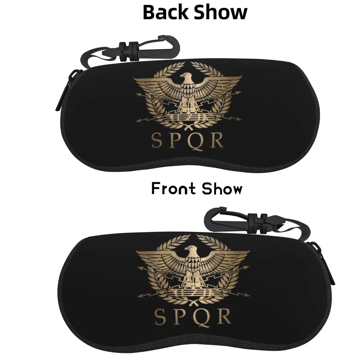 

SPQR- Roman Empire Standard Shield Shell Glasses Case Portable Sunglasses Box Women Men Soft Eyeglass Bag Pouch